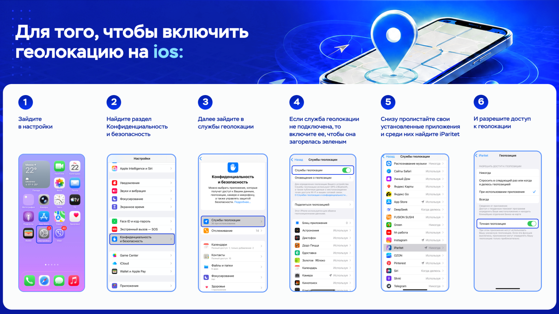 Как включить геолокацию на IOS